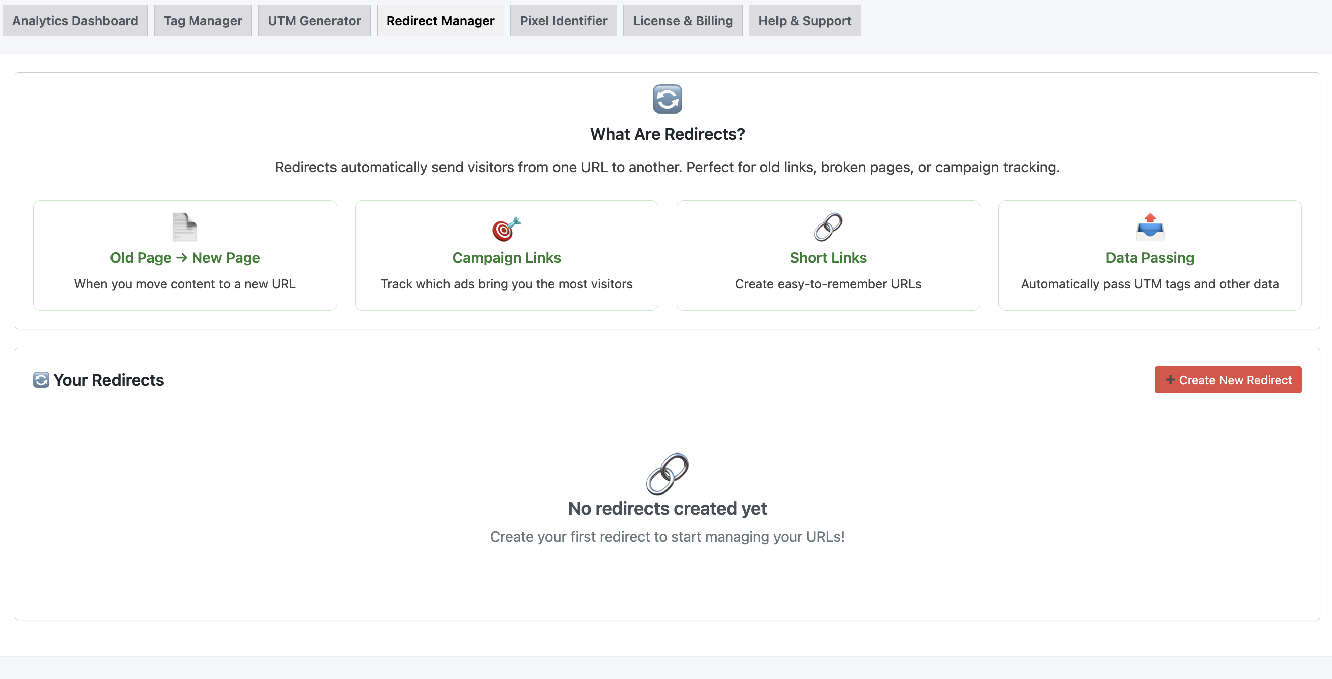 Redirect Manager Interface